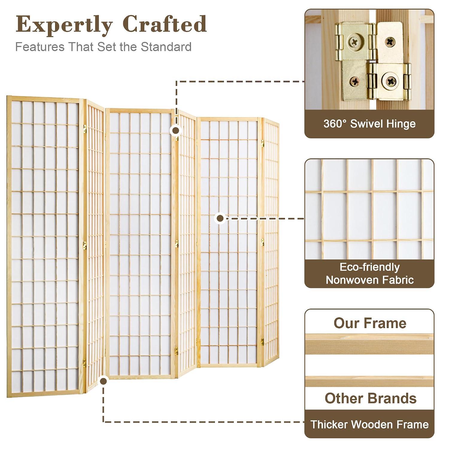 6 Panel Folding Room Divider P - Shoji Screen Divider review and price